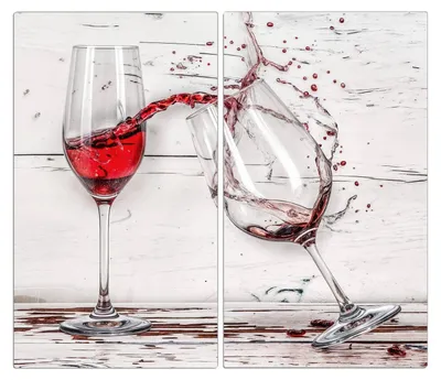 Produktbild von Spritzschutz Herdabdeckplatte Schneidebrett aus Glas Rotweingläserfall 2-Teilig (60x52cm)
