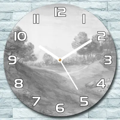 Produktbild von Wanduhr aus Glas Rund fi 30 Vintage Landschaft Quarz Deko Wohnzimmer Büro