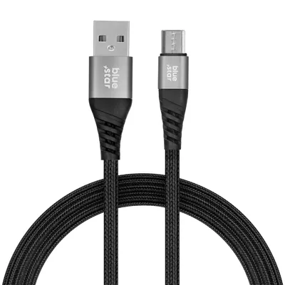 Immagine prodotto di Blue Star, Cavo di ricarica USB / Micro-USB 2A Sincronizzazione in nylon intrecciato 1,2 m, nero