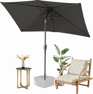Produktbild von Faziango Sonnenschirm 140x210cm, Gartenschirm, knickbar, Schirmtuch mit PA-Beschichtung, UV-Schutz bis UPF 50+, ohne Ständer, Grau