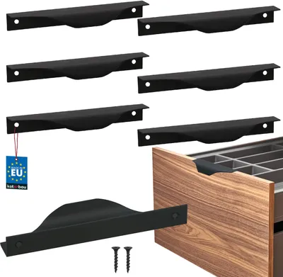 Zdjęcie produktu dla KOTARBAU® Zestaw 6 uchwytów meblowych Uchwyty meblowe Uchwyty do szafek 128 / 148 mm ZnAl uchwyty kuchenne Czarne uchwyty Uchwyt do drzwi meblowych Uchwyt profilowy Uchwyty do drzwi Uchwyty do szuflad kuchennych Uchwyty do szafek kuchennych Nowoczesne