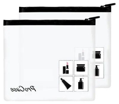 Produktbild von 2 Pack Kulturbeutel Flugzeug Beutel Tasche Transparent für Handgepäck im Flugzeug, Aufbewahrungstasche Beutel für Kosmetik, Kosmetiktasche Reisetasche für Flüssigkeiten im Koffer