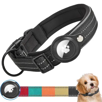 Immagine prodotto di Collare tattico per cani con AirTag, impermeabile, riflettente, imbottito, nero, taglia XL
