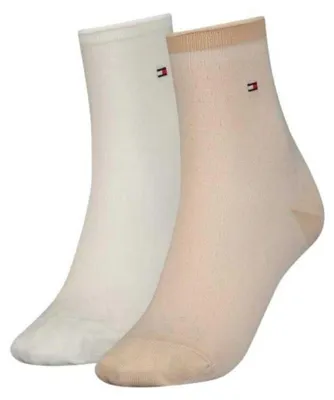 Image de Tommy Hilfiger - Chaussettes pour femmes (lot de 2) NA898 (39,5 EU - 42,5 EU) (beige/crème)