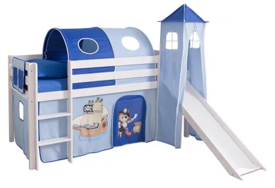 Immagine prodotto di Letto a scivolo con torre Kasper in pino bianco con motivo