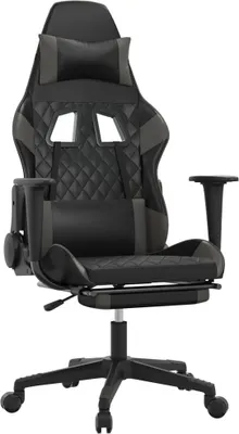 Produktbild von vidaXL Gaming-Stuhl mit Fußstütze Schwarz und Grau Kunstleder