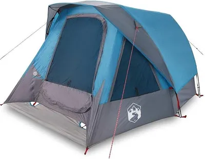Imagen del producto de Tienda familiar para 6 personas, color azul, impermeable, con mosquitera