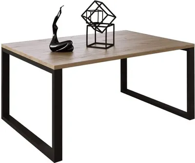 Produktbild von DESIGN MÖBEL Couchtisch MARS Eiche Golden – Wohnzimmertisch rechteckig mit Ablage & Metallbeinen – Industrial Stil