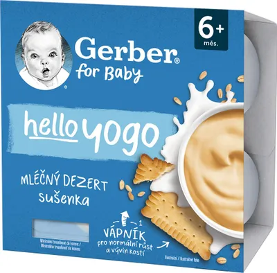 Zdjęcie produktu dla GERBER Deser mleczny z ciasteczkami Hello Yogo, 4 x 100 g