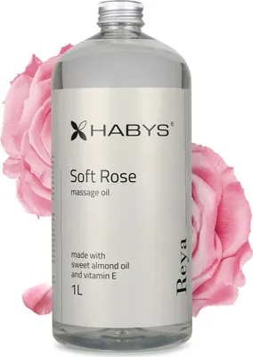 Produktbild von HABYS REYA | Soft Rose Massageöl Öl | Duft von Rosen | für Massage | Mit Mandelöl und Vitamin E | 1L