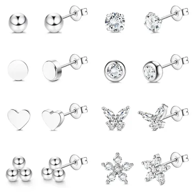 Image de Solidchoice - Boucles d'oreilles hypoallergéniques avec zircone, en or et en argent
