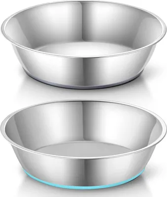 Image de Gamelle antidérapante en acier inoxydable pour chiens et chats, lot de deux 425ML Gris+Bleu