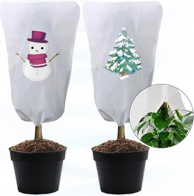 Produktbild von Famanu Pflanzen-Schutzhülle Winter 80 x 100 cm - 2er Set mit Weihnachtsmotiven