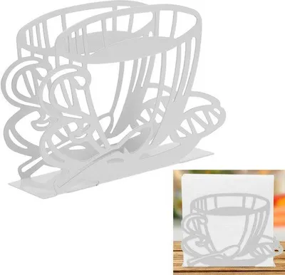 Produktbild von Metallische Dekorationshalter - Dekorationshalter - Kartoon Kaffeebecher Formig Metallhalter - Geeignet für Wohnküchen, Esszimmer, Picknicks, Feiern - Weiss