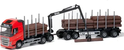 Zdjęcie produktu dla Emek 71305 Volvo FH16 750 XL transporter drewna czerwony + przyczepa 4 os.