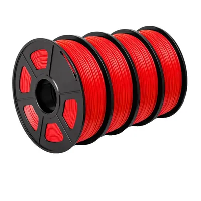 Image de Filament PLA+ pour imprimante 3D, écologique, 1,75mm ±0,02mm, PLAPLUS rouge 4 rouleaux