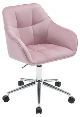 Immagine prodotto di Sedia da ufficio - Sedia da scrivania - Rivestita in velluto - Regolabile in altezza - Girevole - Con braccioli - Con rotelle - Rosa
