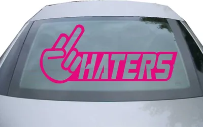 Produktbild von Indigos UG - Aufkleber Heckscheibe & Motorklappe DE2186 - pink - 600x257 mm - Haters - Auto Scheiben Fenster Heckklappe Tuning Racing JDM - Die cut