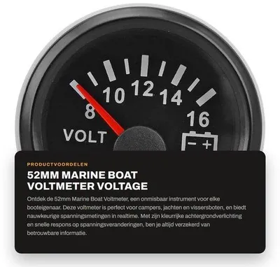 Productafbeelding van Dailygoods - 52mm Marine Boat Voltmeter - Voltage Meter - Nauwkeurig en snel - Zwarte plaat - Achtergrondverlichting - Geschikt voor campers en boten...