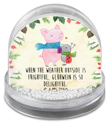 Produktbild von Mr. & Mrs. Panda Weihnachts Schneekugel Glühschwein Smörle - Naturpapier - Geschenk, Glühwein Ist Köstlich Spruch, Dekokugel, Weihnachten, wasserkugel, schnee kugel