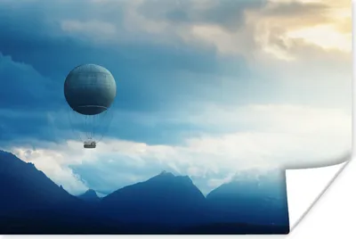 Produktbild von MuchoWow® Poster Heißluftballon - Berg - Blau 60x40 cm - Schlafzimmerdekoration