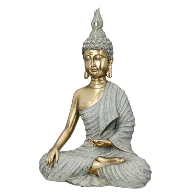 A statue of Buddha sitting in a meditative pose.