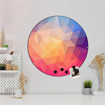 Produktbild von Design Stahlmagnettafel Schwarz Rund 47cm Bunte Kristalle