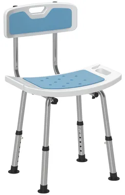 Imagen del producto de Silla Ducha Personas Mayores con Respaldo Altura Ajustable en 6 Posiciones Carga 136 kg para Ancianos y Discapacitados