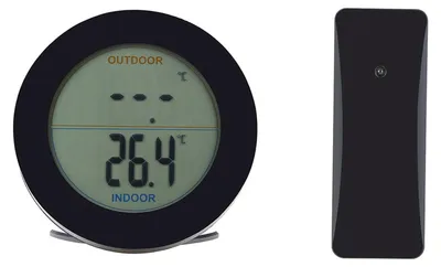 Produktbild von Drahtloses Thermometer, LCD-Display, Innen- und Außensensor, Temperatur, Schwarz