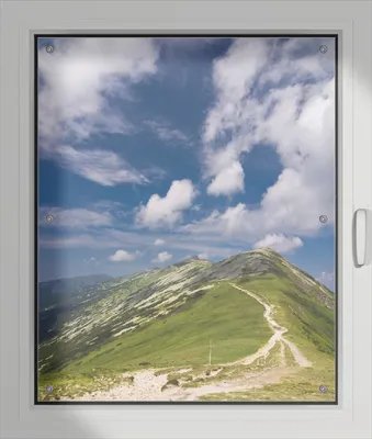 Produktbild von Wallario Lichtschutzbild, Dekorativer Sichtschutz Sonnenschutz 76 x 93 cm mit Motiv: Alpenluft - Verdunklung ohne Bohren