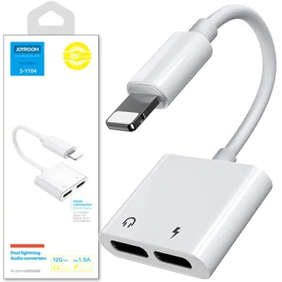 Produktbild von Joyroom Lightning Adapter – 2x Lightning für Musik und Laden – Weiß KP26483