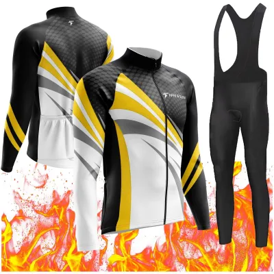 Imagen del producto de Traje de ciclismo de invierno para hombre, con mangas largas y forro polar