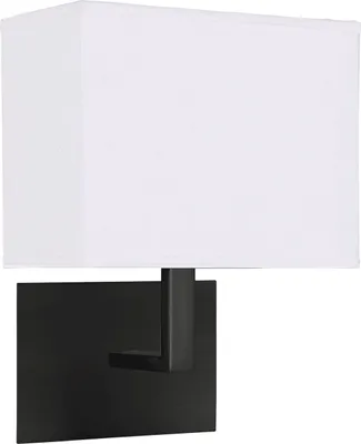 Produktbild von Wandleuchte Metall Stoff E27 H: 26 cm mit Schalter Schwarz Weiß Modern Wandlampe