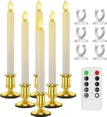 Produktbild von INF 6er Set Flackernde LED Stabkerzen mit Fernbedienung - Warmweißes Licht