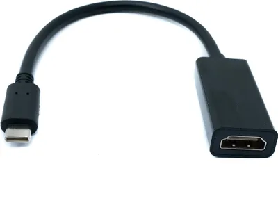 Produktbild von SYSTEM-S HDMI Kabel 25 cm 1080p Standard Buchse zu USB 3.1 Typ C Stecker Schwarz