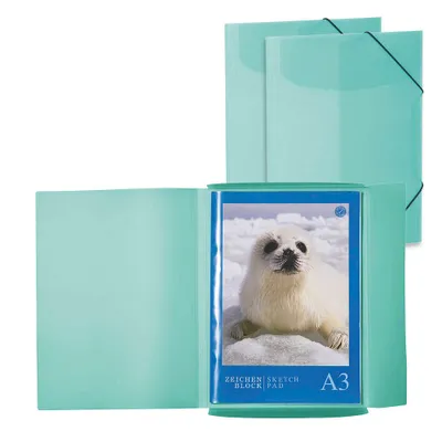 Produktbild von 3 HERMA Zeichenmappen DIN A3 dunkelgrün transparent