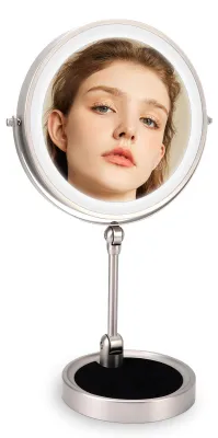 Make-up-Spiegel mit Licht, 9 Zoll, 5-fach, doppelseitig, aufladbar