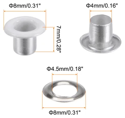 Produktbild von 100 Stš¹ck ?sen 1/6 Zoll (4 mm) Innendurchmesser Metall?sen mit Unterlegscheiben fš¹r Schuhe, Leder, Perlen, Leinwand, Etiketten, Tasche, DIY, Planen (Wei?)