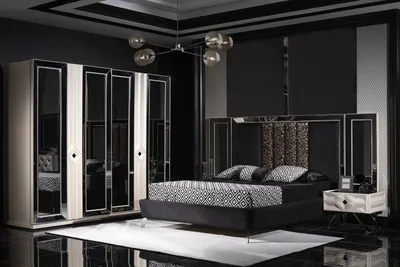 Produktbild von Design Komplett Möbel Moderne Schlafzimmer Bett 2x Nachttische Kleiderschrank