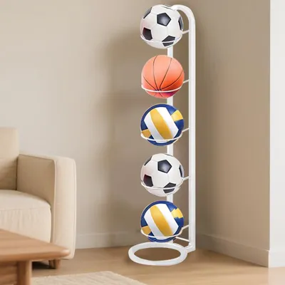 Obrázok produktu pre Držiak na lopty, stojan na lopty, držiak na basketbal, futbal s 5 držiakmi na lopty, vonkajšie použitie