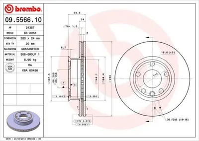 Produktbild von BREMBO Bremsscheiben (2 Stück) Vorderachse 09.5566.10
