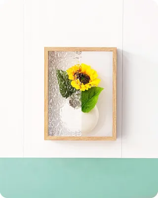 Produktbild von Wandvase Keramik Weiß mit Acrylrahmen Wanddeko Blumenvase Hängend Modern