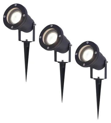 Image de HOFTRONIC - Spots de jardin à piquet 4W 345lm 4000K IP65 Noir 3 pièces