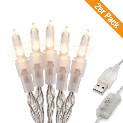 Produktbild von Lichterkette LED 50 Lichter USB mit Schalter für innen, 2er Set hellum