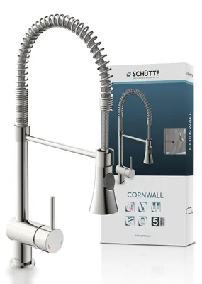 Produktbild von SCHÜTTE Küchenarmatur CORNWALL mit Geschirrbrause, Wasserhahn Küche ausziehbar, Mischbatterie Küche, Edelstahloptik