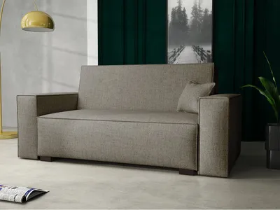 A modern sofa in a living room setting.