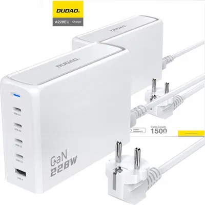Image de DUDAO A228EU 228Watt GaN 4xUSB-C+ 1xUSB-A Universal White AC Fast charging Indoor