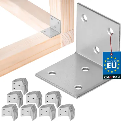 Produktbild von KOTARBAU® 100 Stk. Winkelverbinder 40 x 40 x 40 mm verzinkter Stahl Silber Schwerlastwinkel Balkenverbinder Möbelwinkel Winkelblech Holzverbinder Regalwinkel Winkel Metall Stabil Langlebig Stahlwinkel
