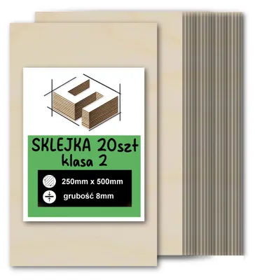 Imagen del producto de Tableros rectangulares de contrachapado de abedul sin tratar – grabado láser, fresado CNC, modelismo, marquetería, pirograbado, pintura, decoupage y manualidades – calidad 2 – 25 × 50 cm (250 × 500 mm) – 8 mm – 20 unidades