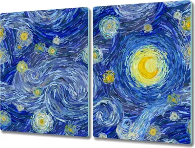 Produktbild von Coloray Hackbrett Kochplattenabdeckung Herdabdeckplatte 2x40x52 cm Schneidebrett Küchenbrett - Sterne Nachthimmel